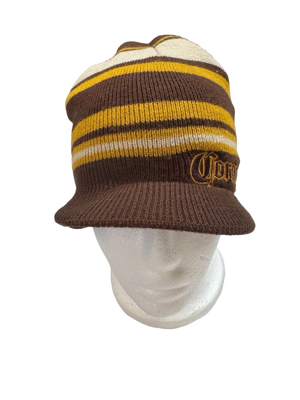 Corona Brimmed Beanie Yellow Cream Brown One Size Adult Acrylic Bio-Domes